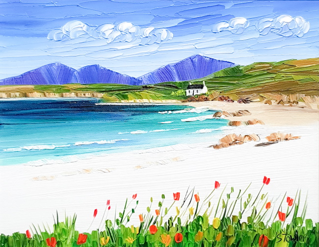 'Summer Cottage and Wildflowers, Harris' by artist Sheila Fowler